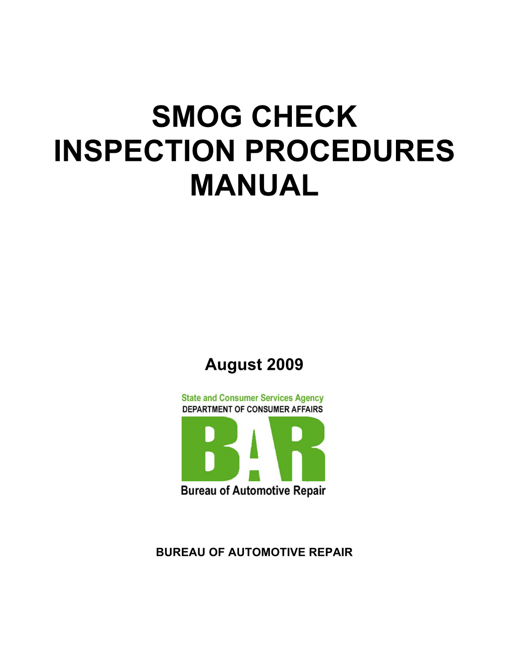 Smog Check Inspection Procedures Manual