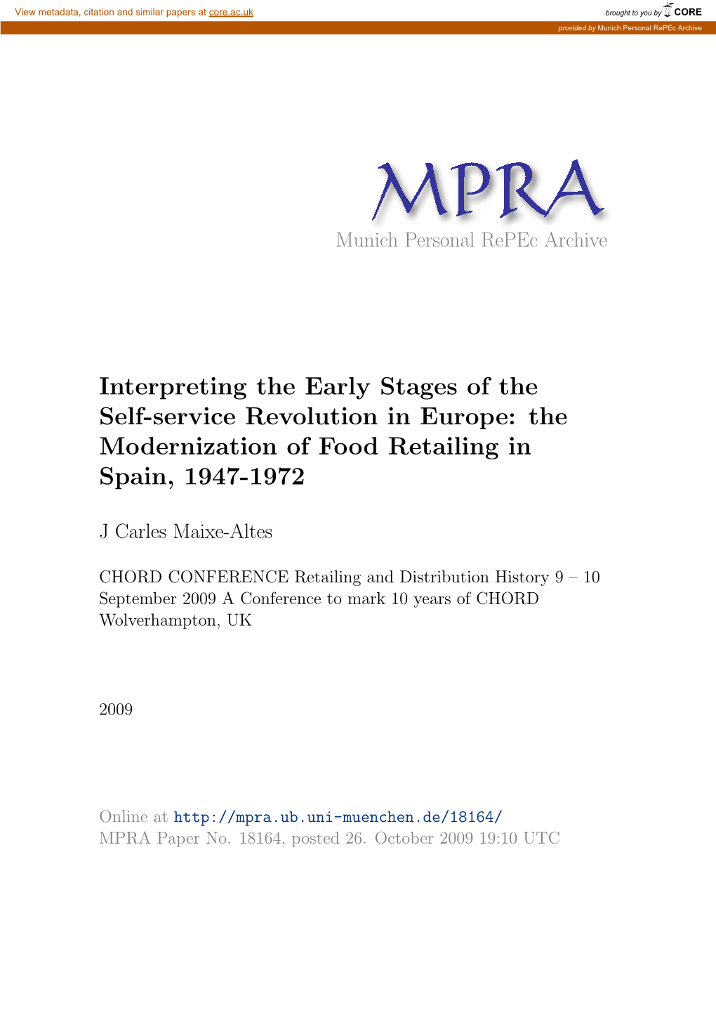 The Modernization of Food Retailing in Spain, 1947-1972