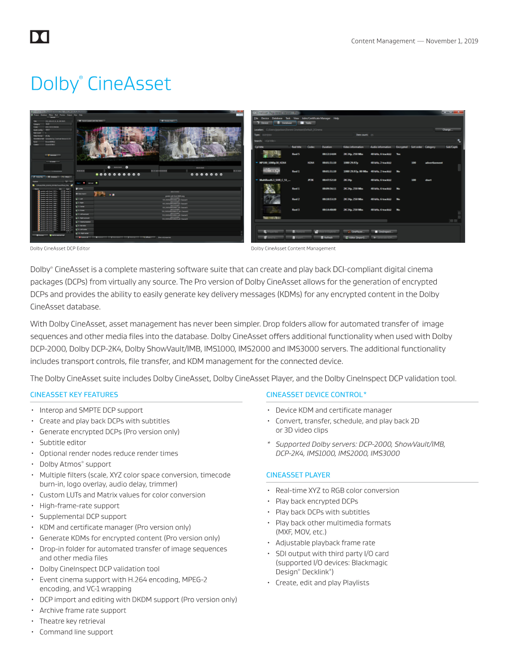 Dolby® Cineasset