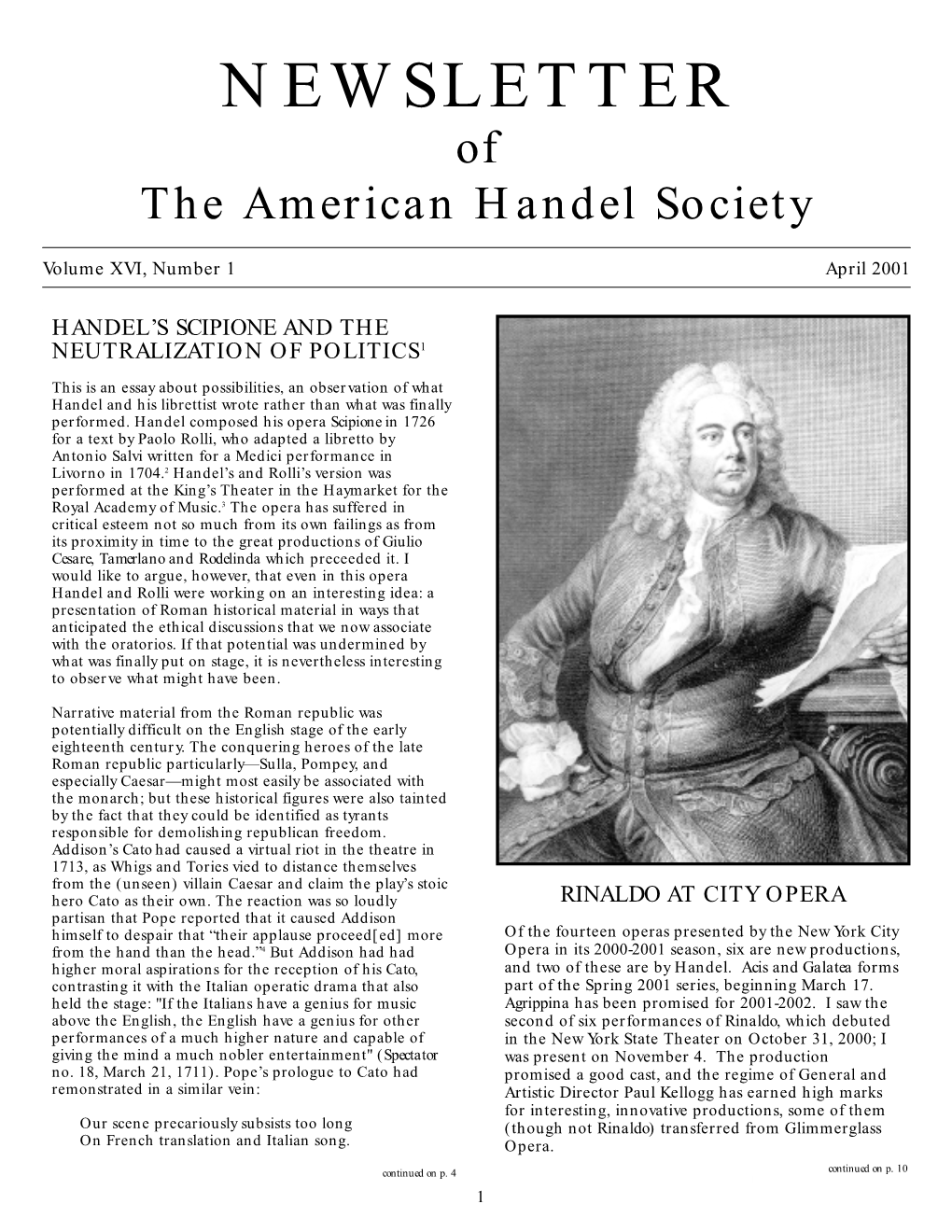 NEWSLETTER of the American Handel Society