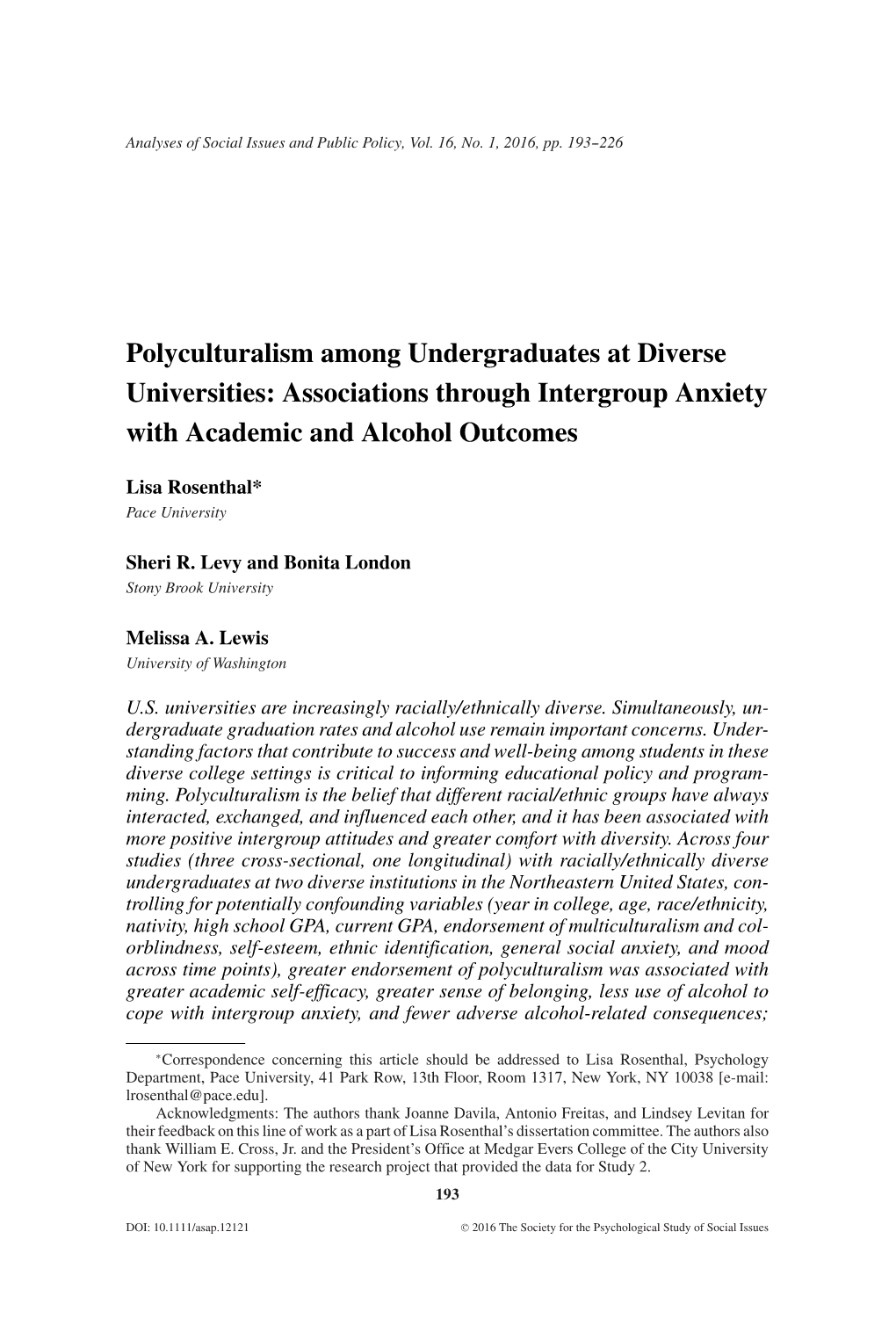 Associations Through Intergroup Anxiety with Academic and Alcohol Outcomes