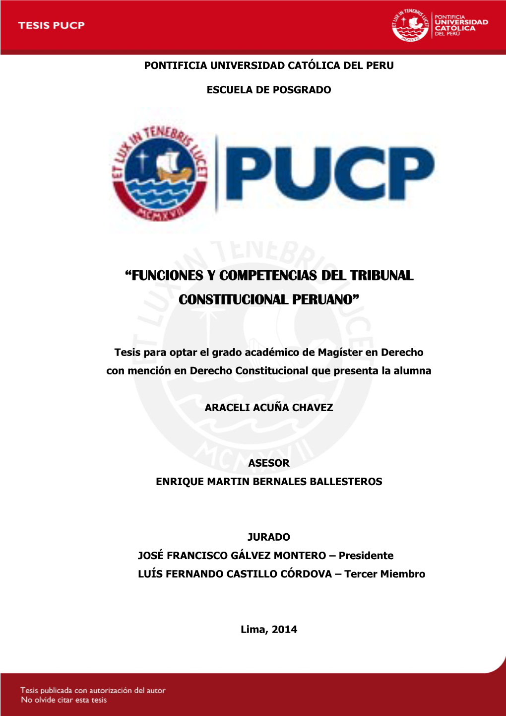 Funciones Y Competencias Del Tribunal Constitucional Peruano”