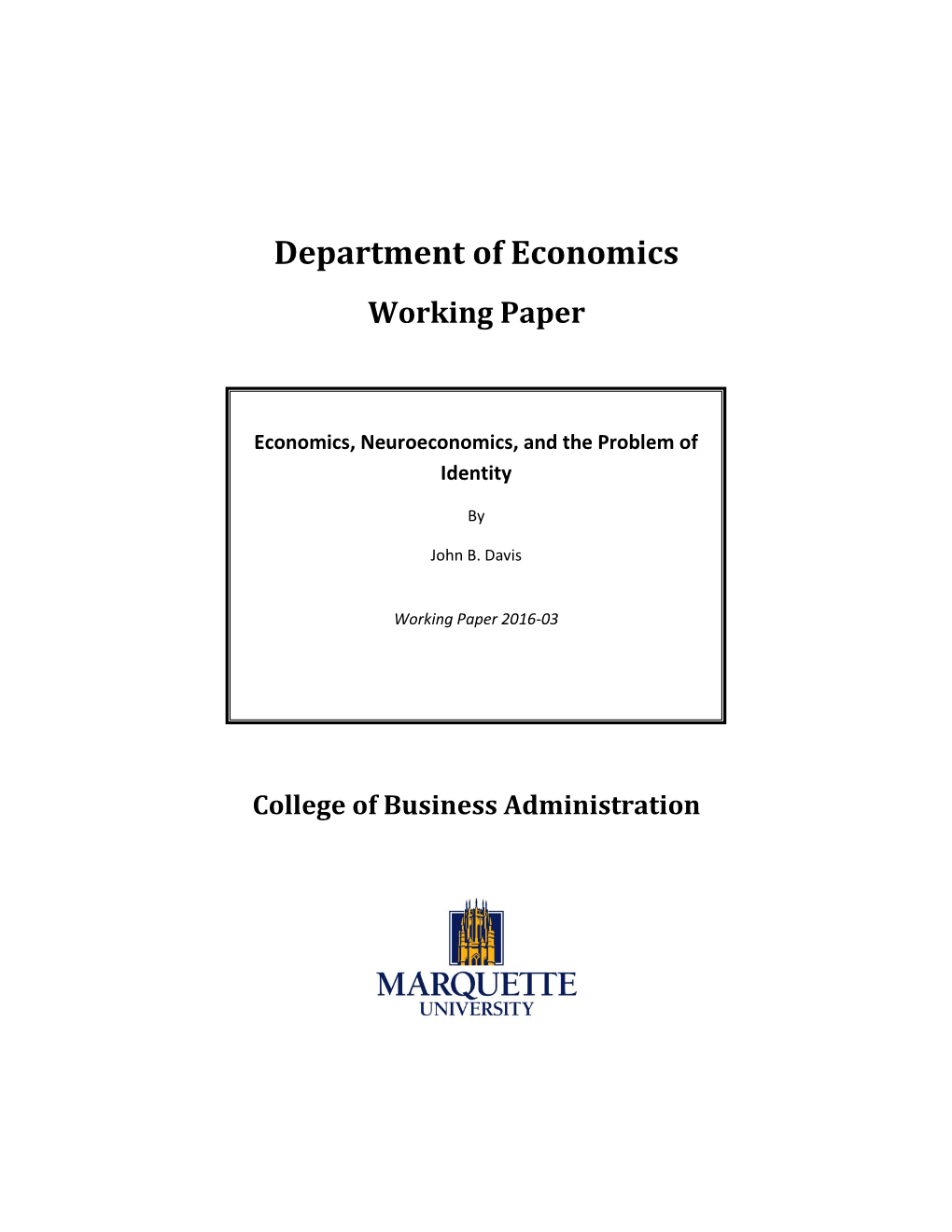 Department of Economics Working Paper