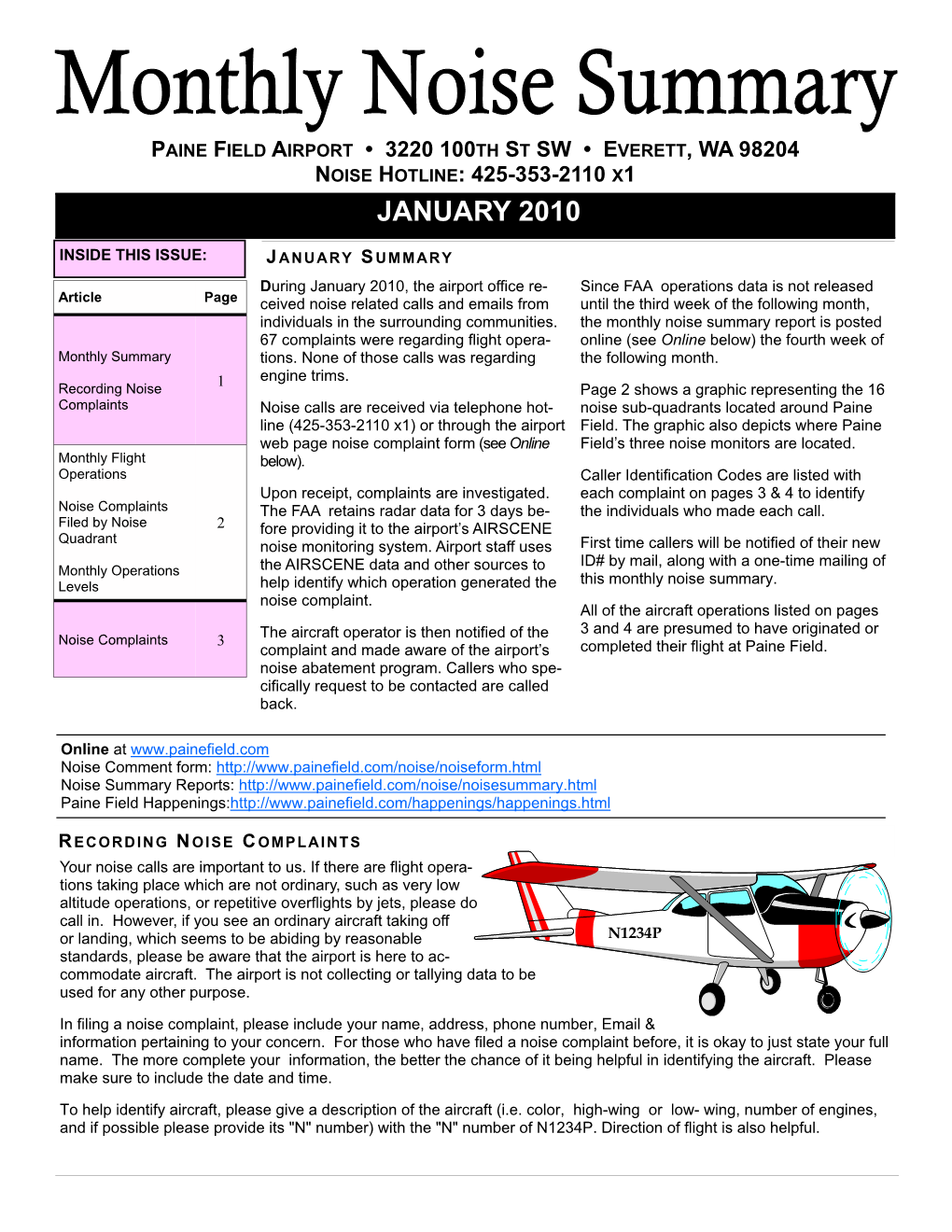 Noise Summary Report 2010-01