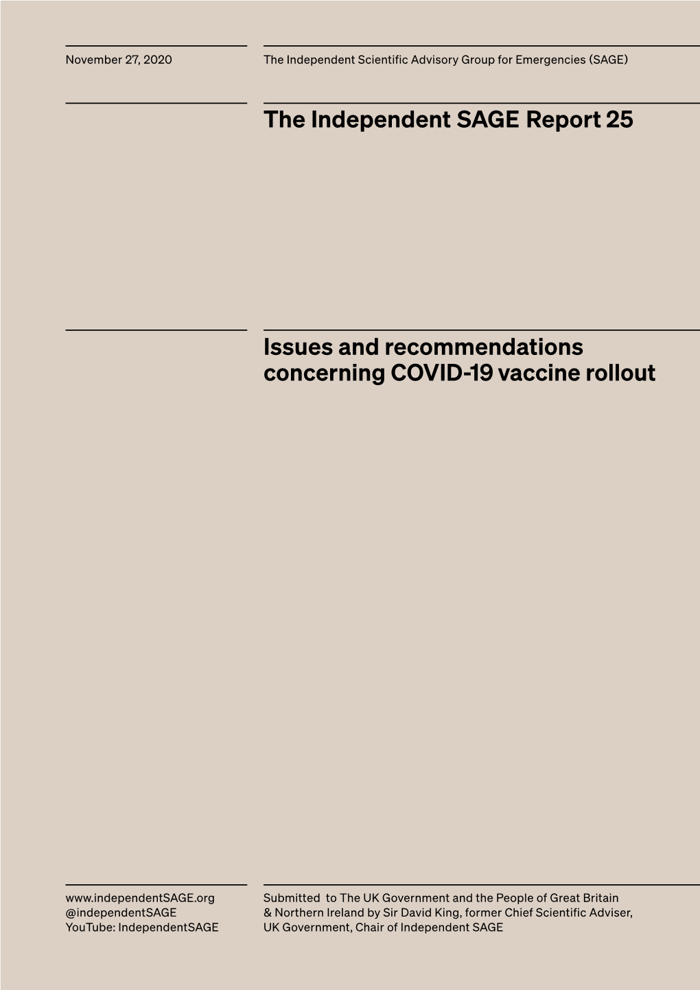 Issues and Recommendations Concerning COVID-19 Vaccine Rollout
