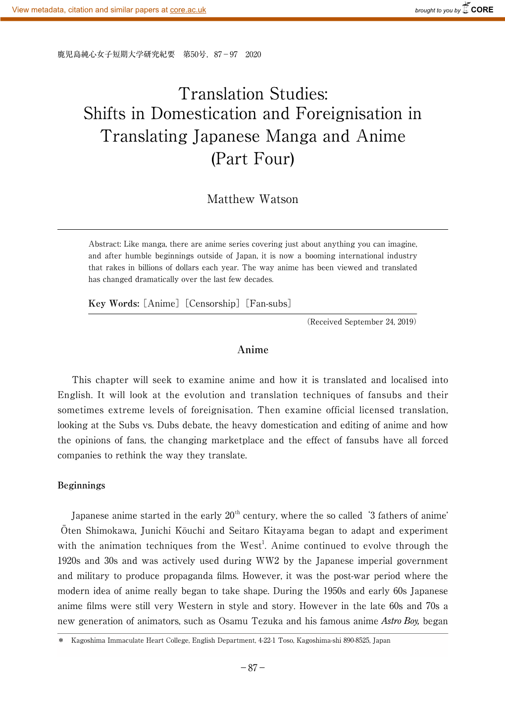 Translation Studies: Shifts in Domestication and Foreignisation in Translating Japanese Manga and Anime (Part Ｆｏｕｒ)