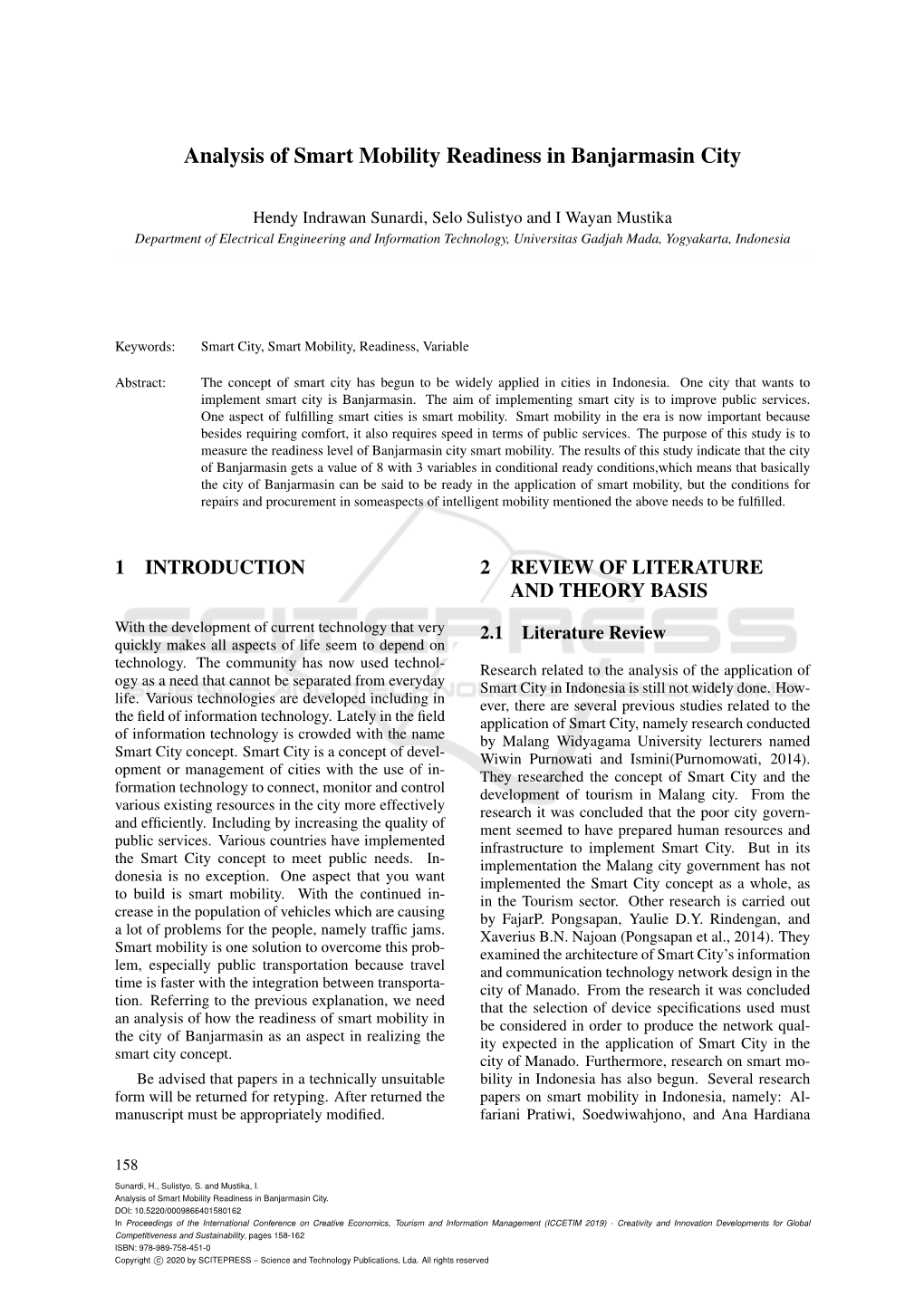 Analysis of Smart Mobility Readiness in Banjarmasin City