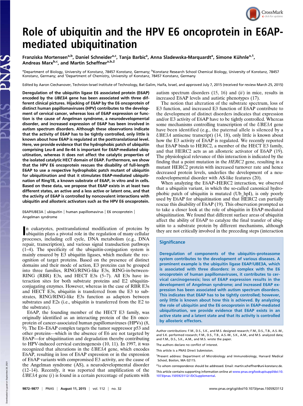 Role of Ubiquitin and the HPV E6 Oncoprotein in E6AP- Mediated Ubiquitination