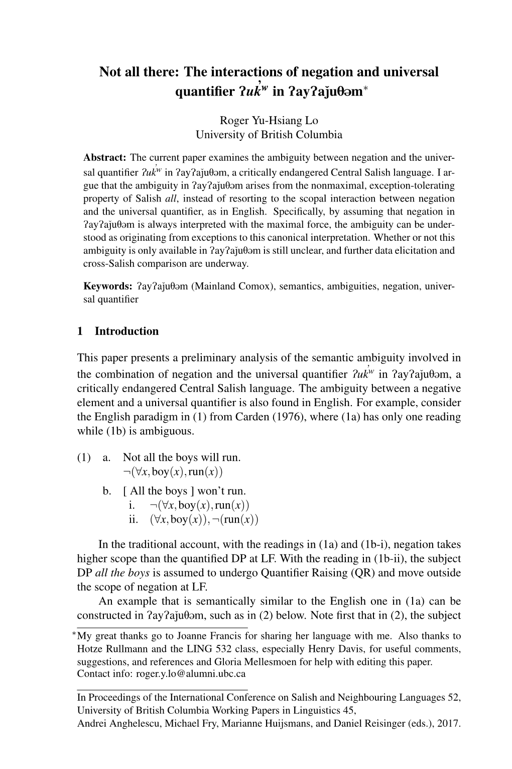 Not All There: the Interactions of Negation and Universal Quantifier Pu