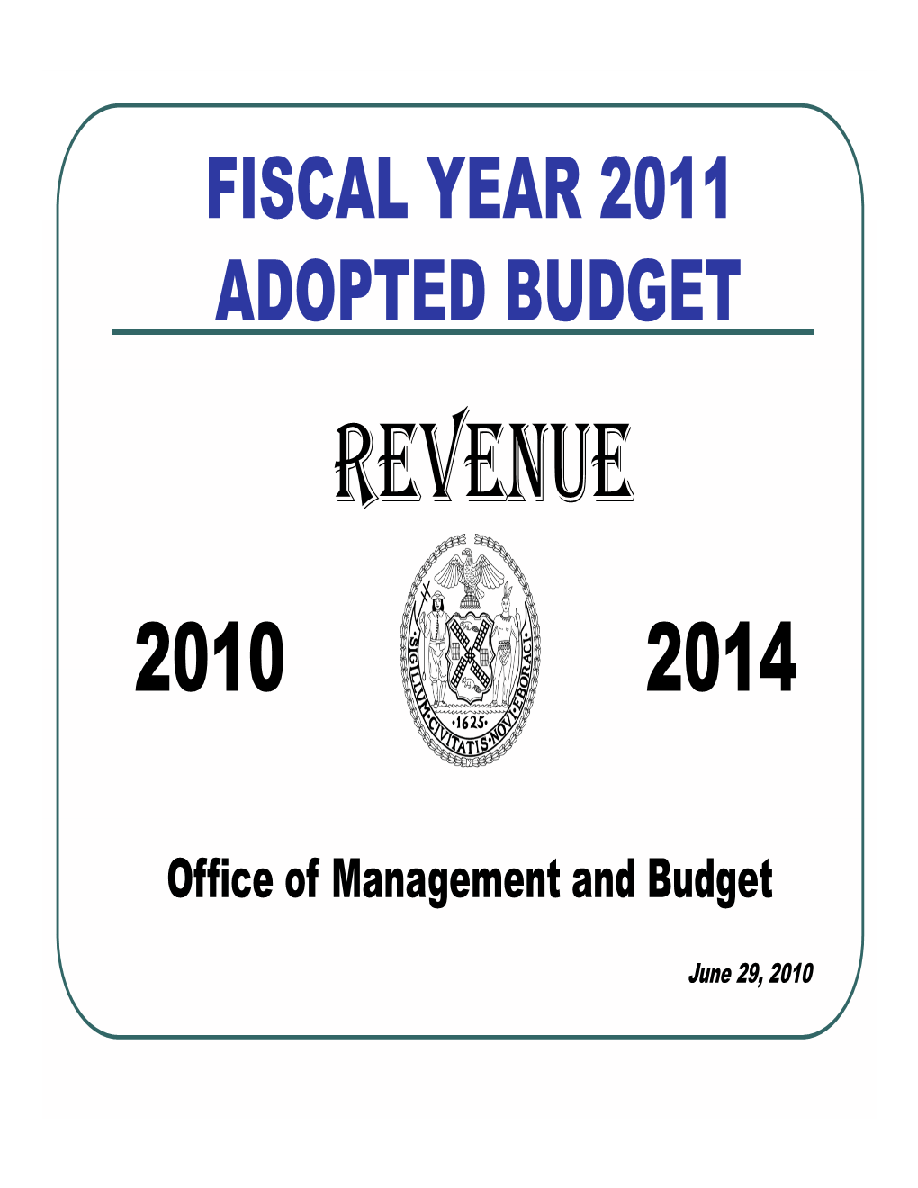 Revenue Financial Plan Detail Fiscal Years 2010