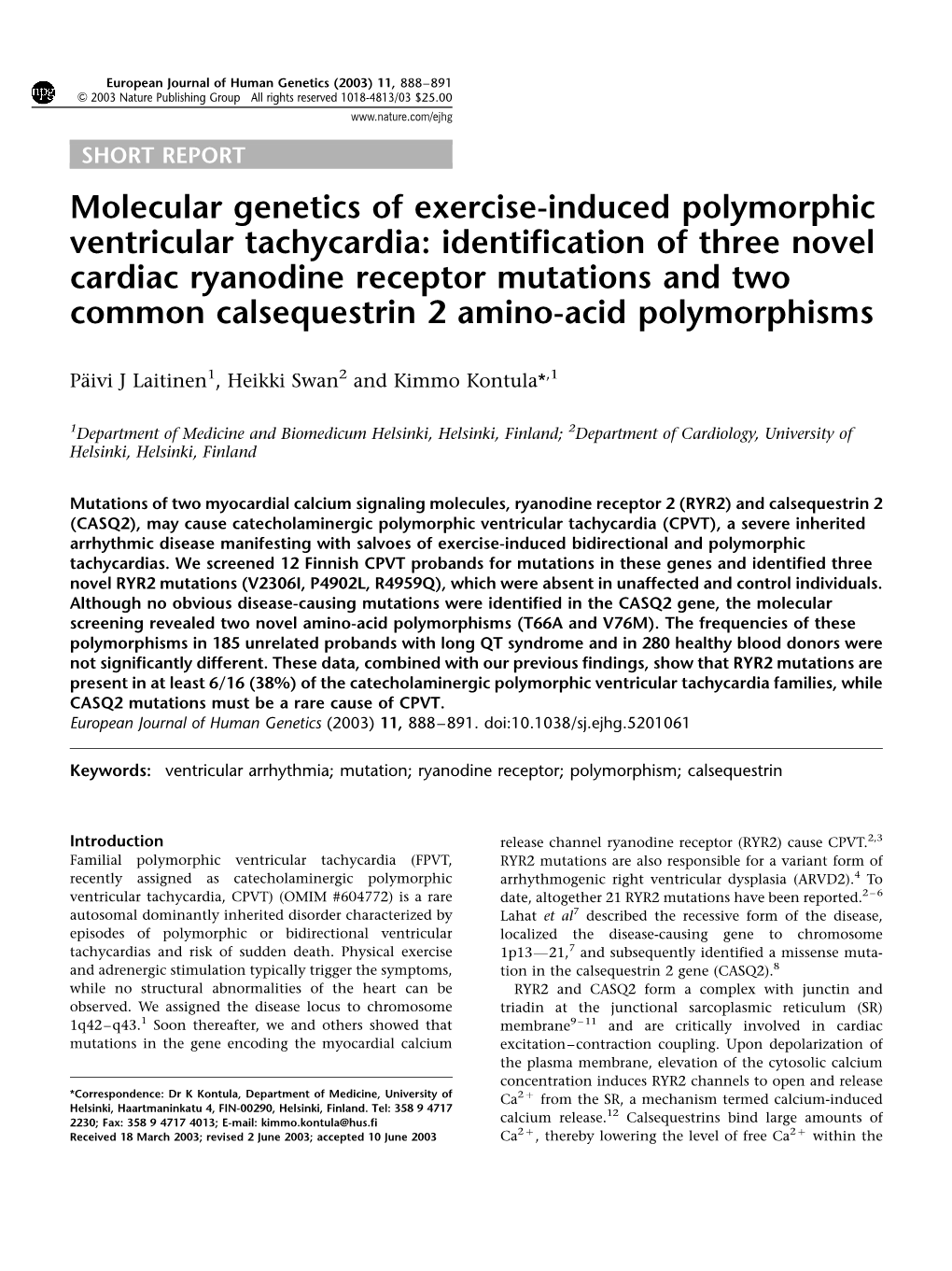 Molecular Genetics of Exercise-Induced