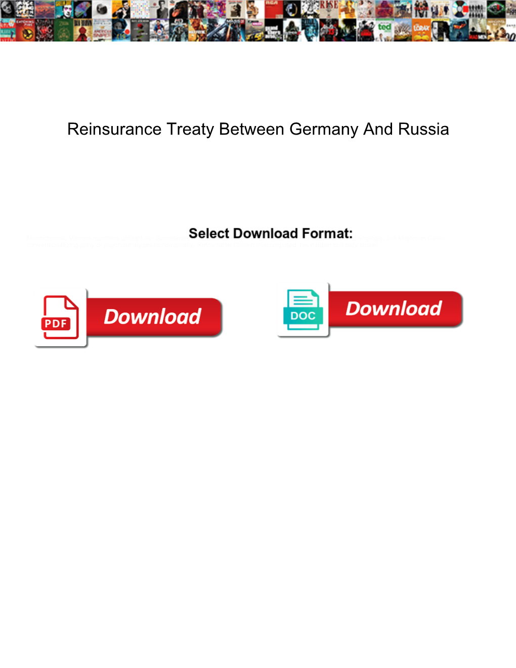 Reinsurance Treaty Between Germany and Russia