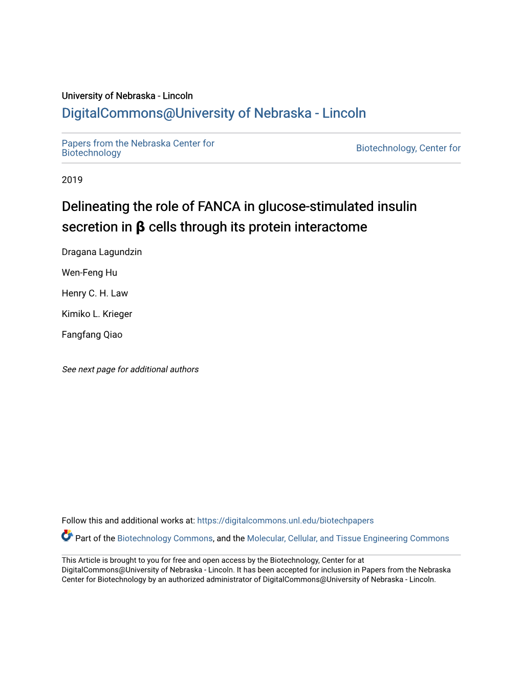 Delineating the Role of FANCA in Glucose-Stimulated Insulin Secretion in Β Cells Through Its Protein Interactome