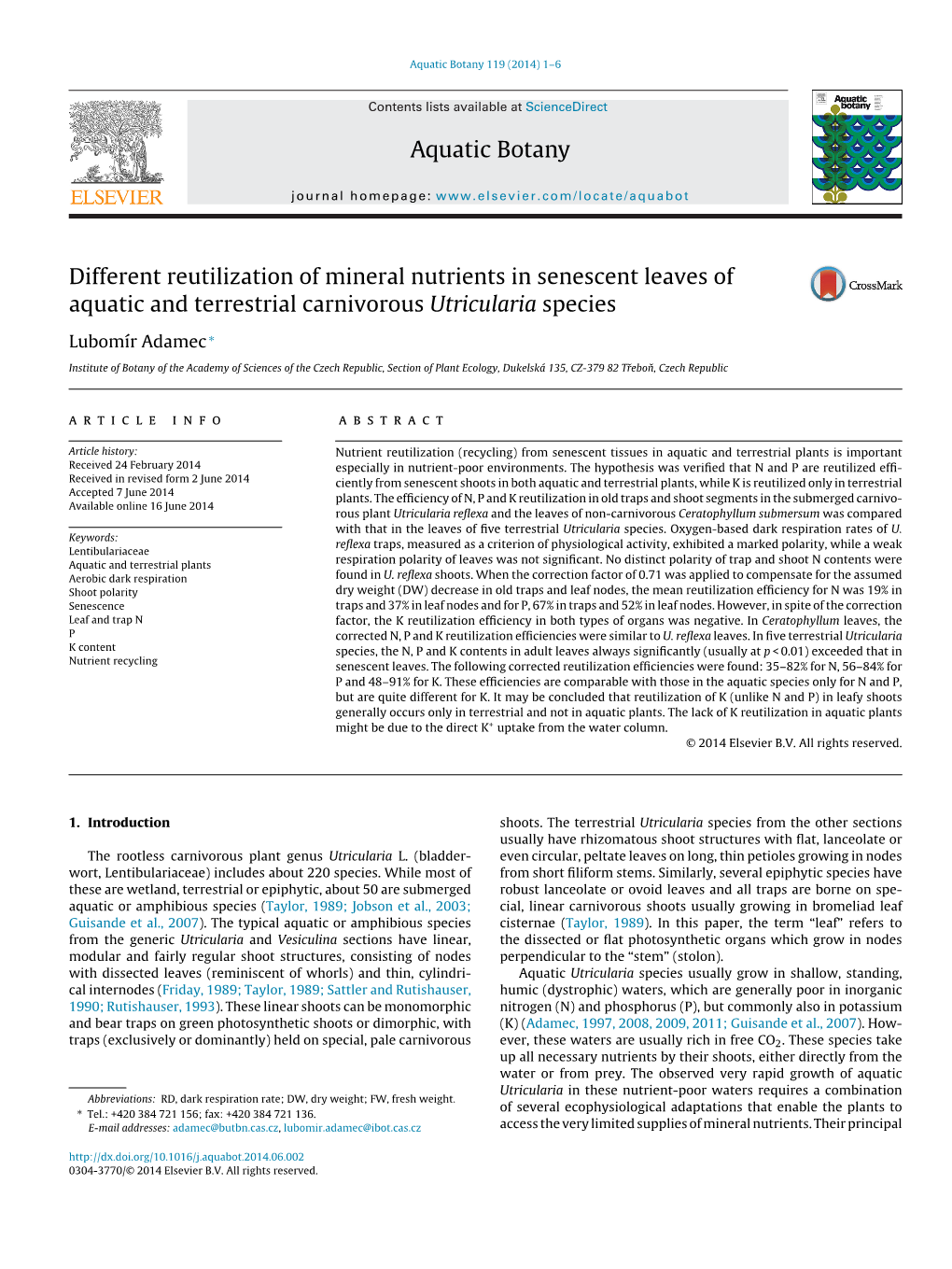 Different Reutilization of Mineral Nutrients in Senescent Leaves Of