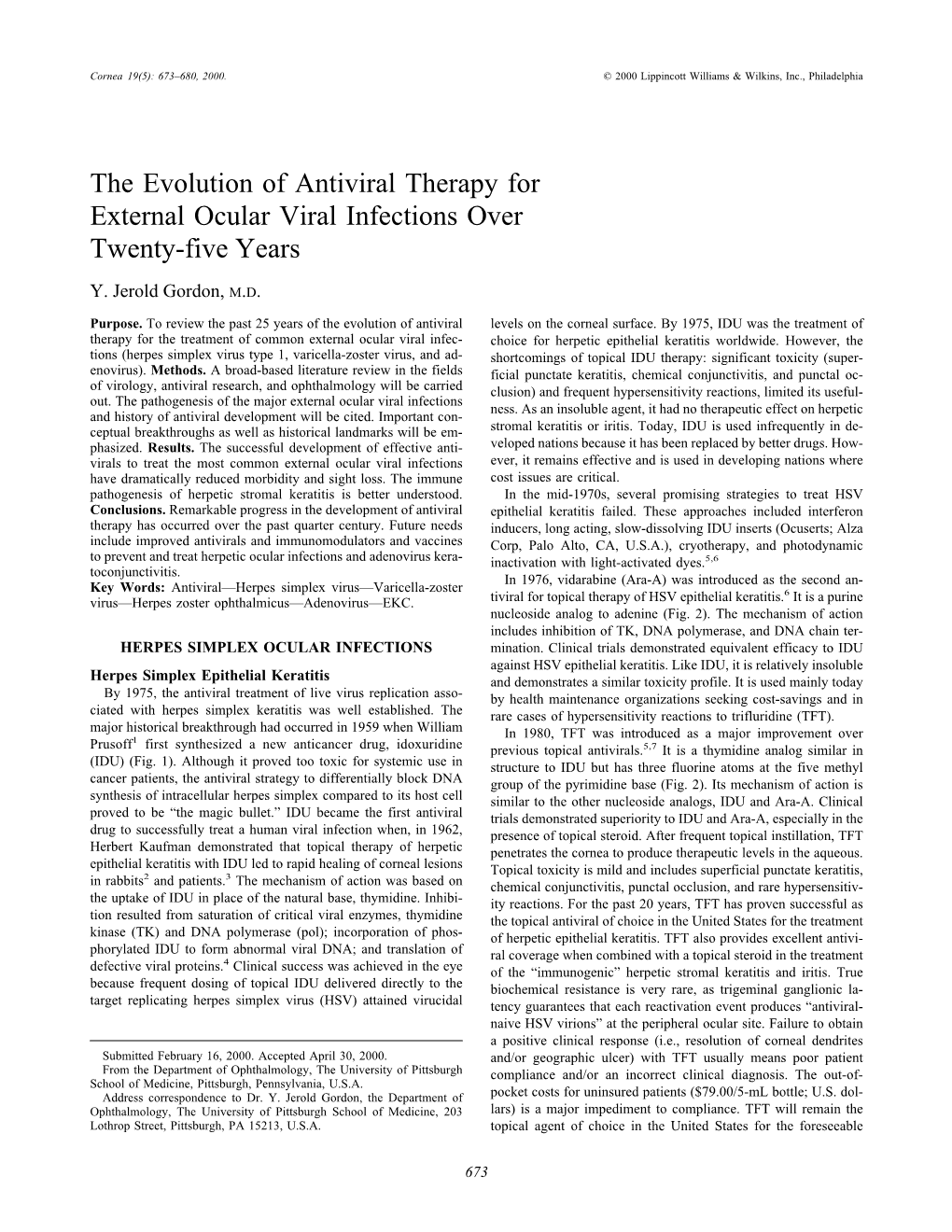 The Evolution of Antiviral Therapy for External Ocular Viral Infections Over Twenty-Five Years