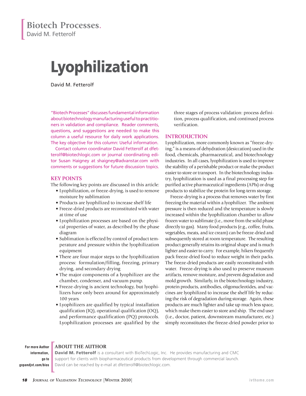 Lyophilization