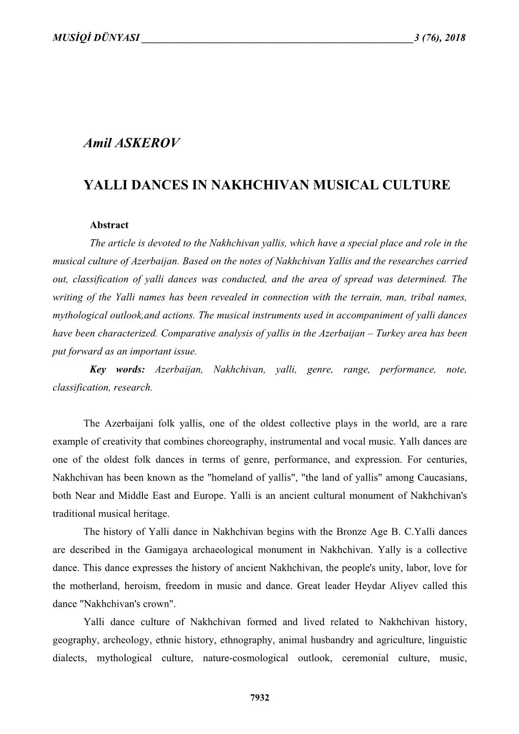 Amil ASKEROV YALLI DANCES in NAKHCHIVAN MUSICAL CULTURE