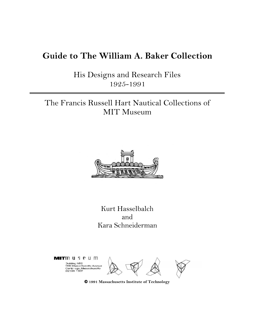 Guide to the William A. Baker Collection