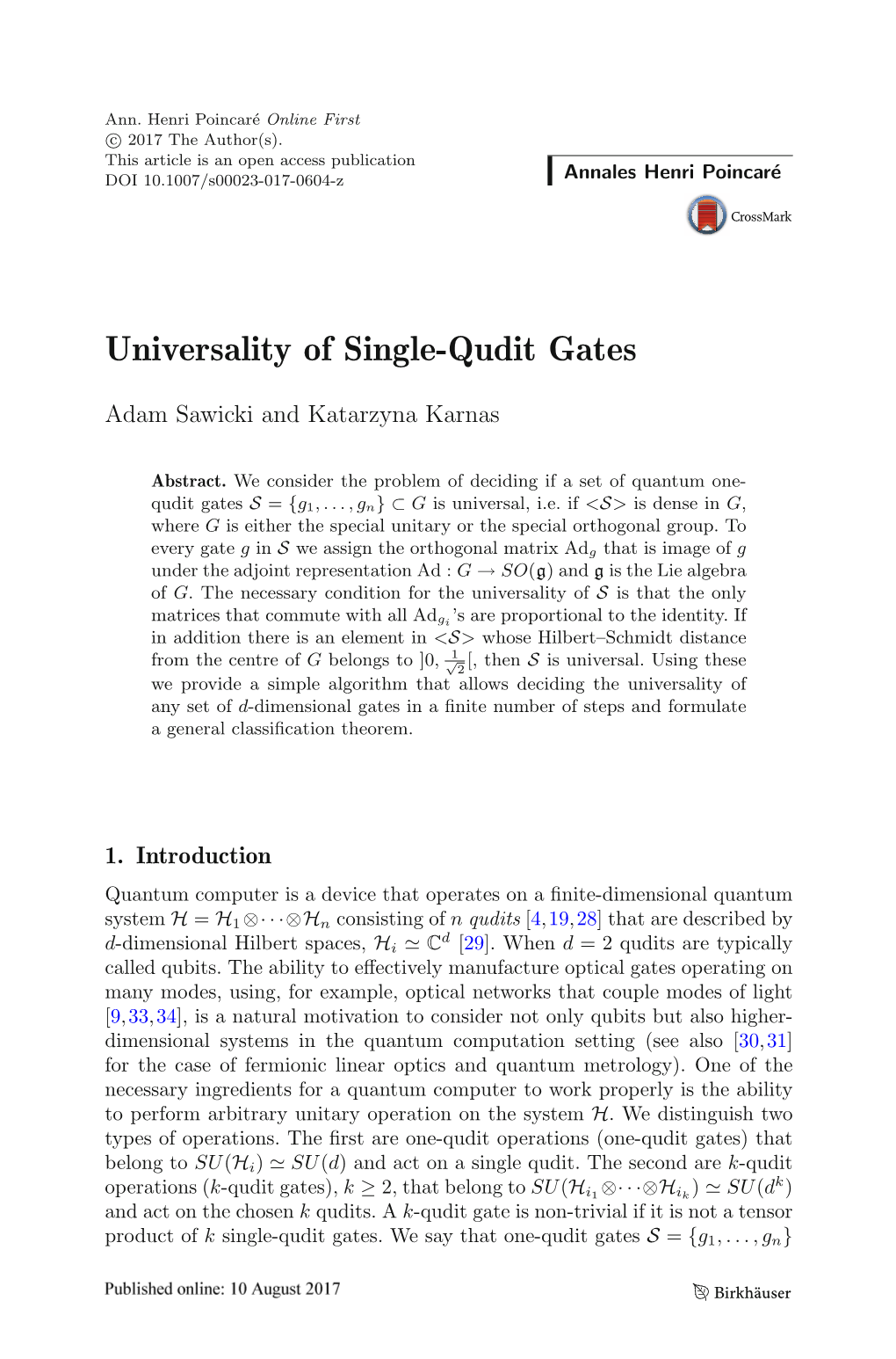 Universality of Single-Qudit Gates