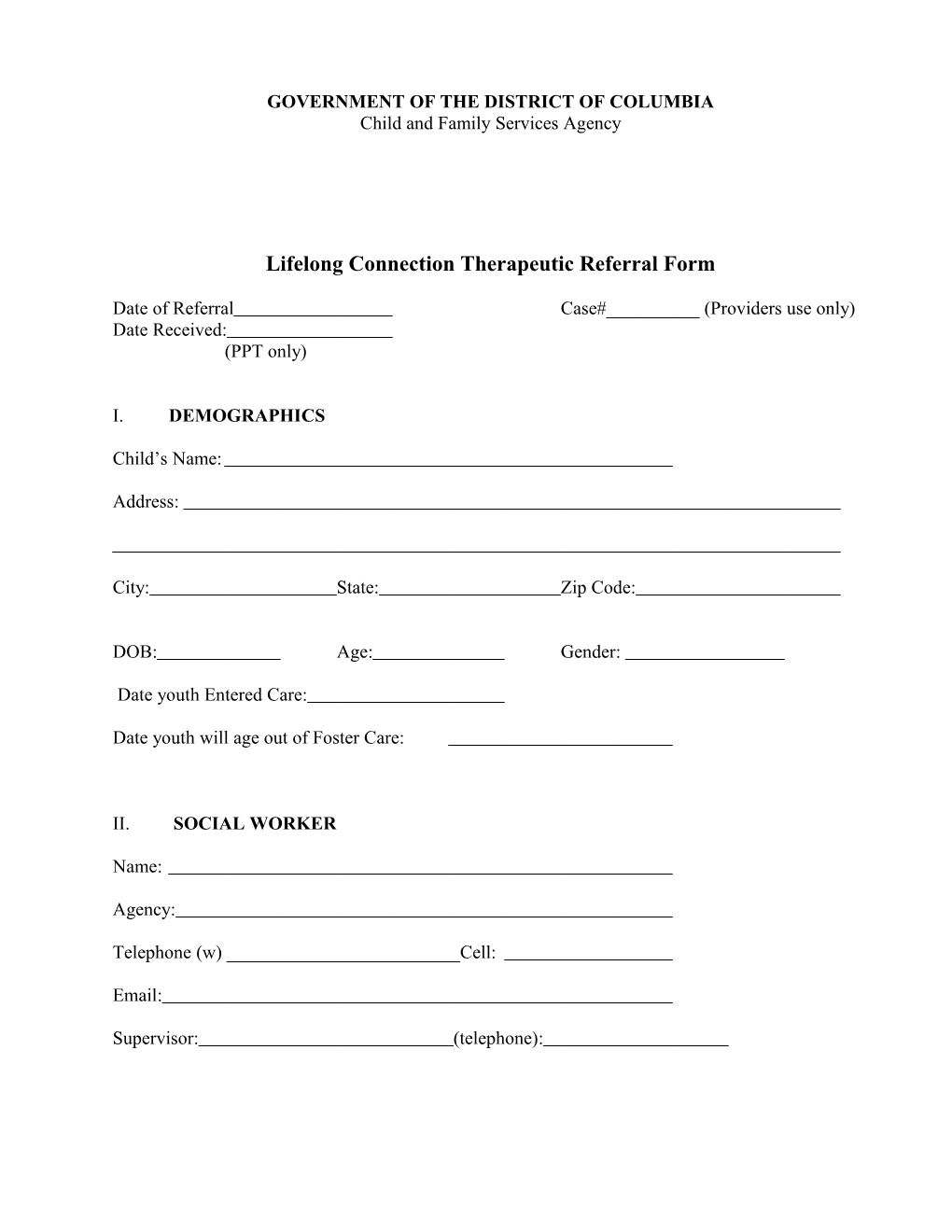 Lifelong Connection Therapeutic Referral Form