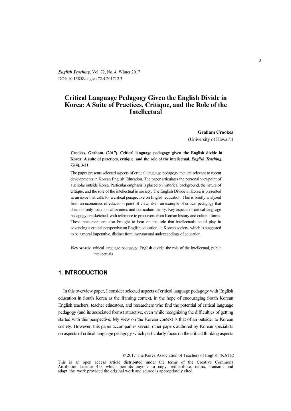 Critical Language Pedagogy Given the English Divide in Korea: a Suite of Practices, Critique, and the Role of the Intellectual