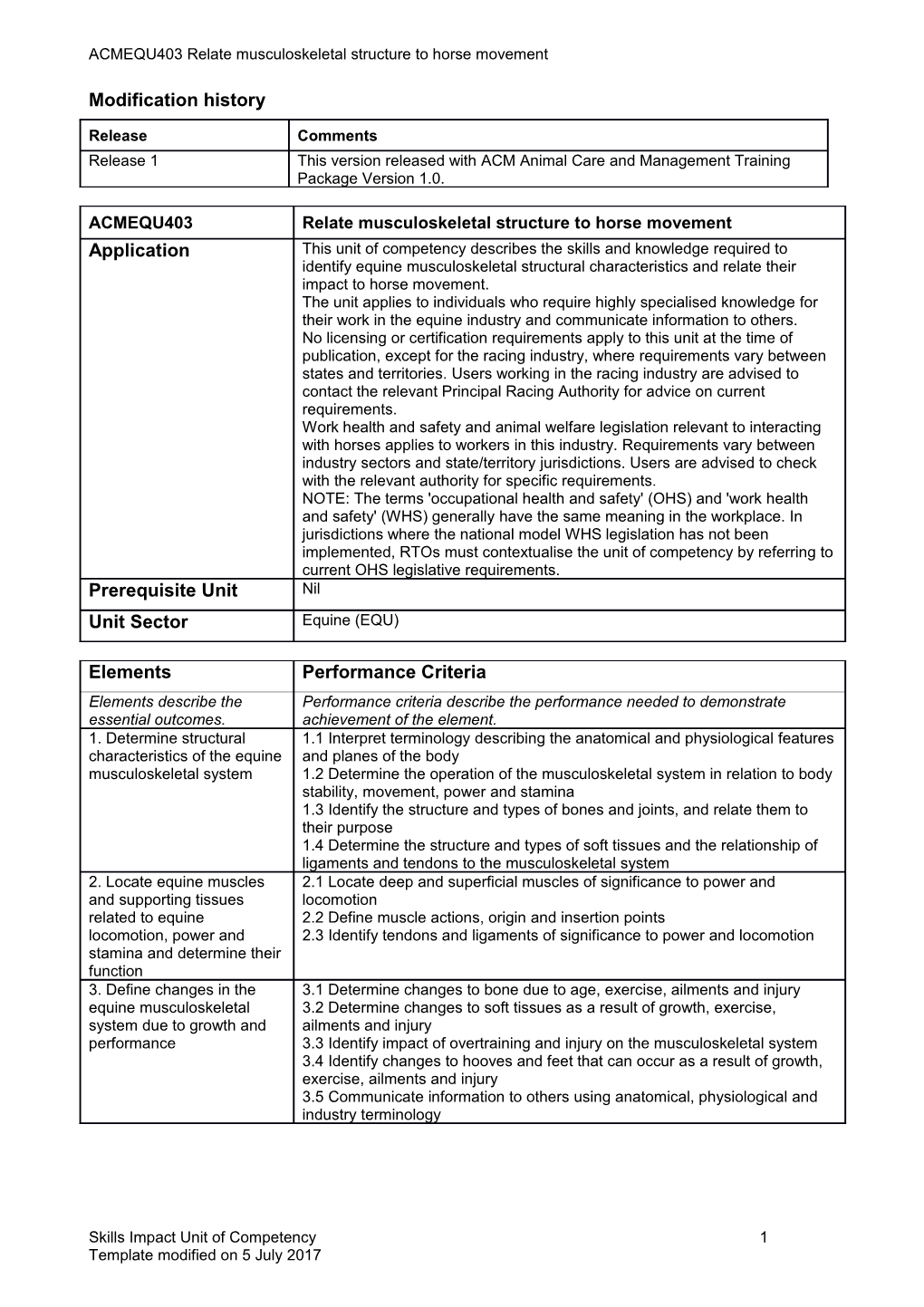 Skills Impact Unit of Competency Template s6