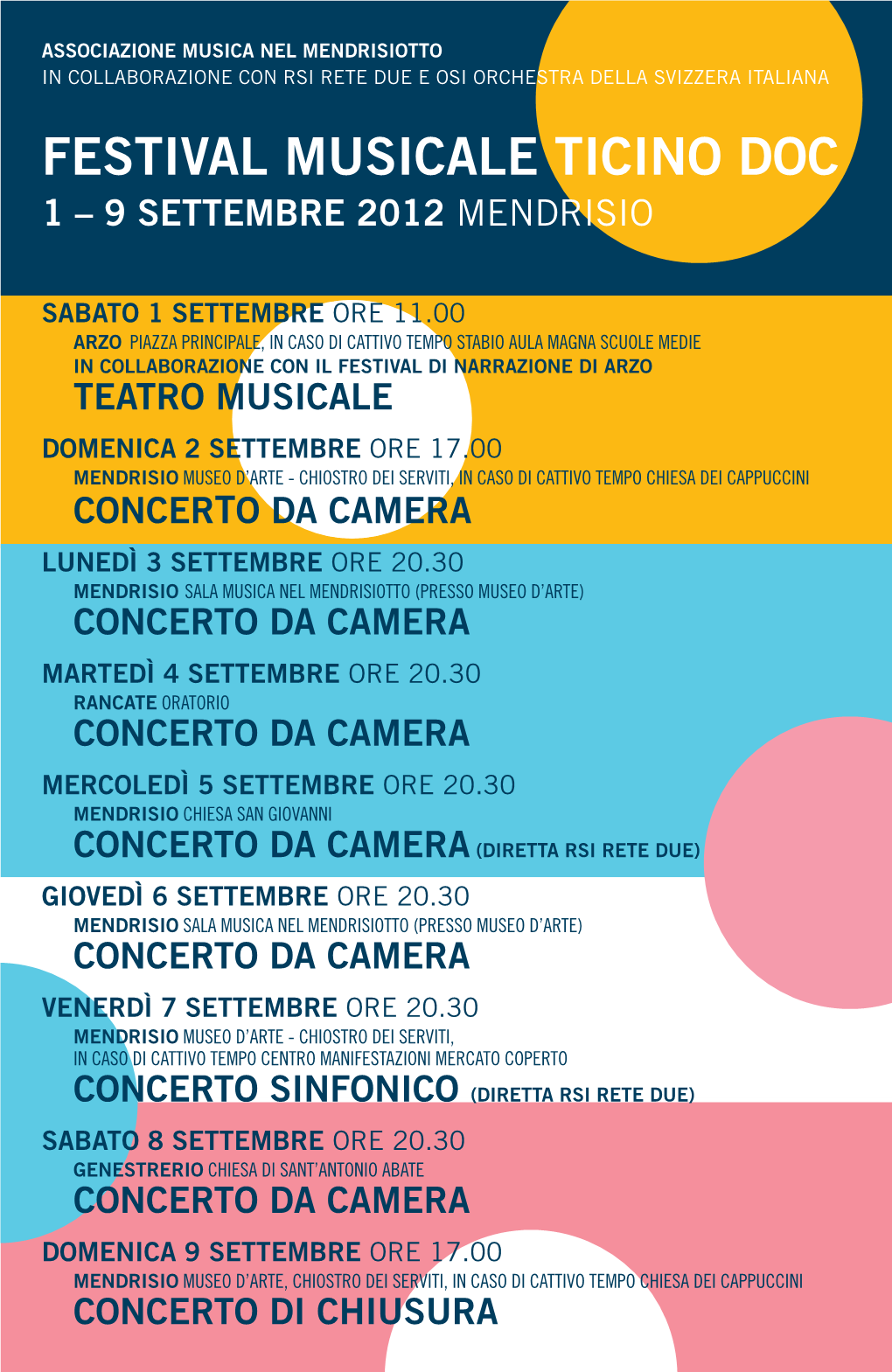 Festival Musicale Ticino Doc 1 – 9 Settembre 2012 Mendrisio