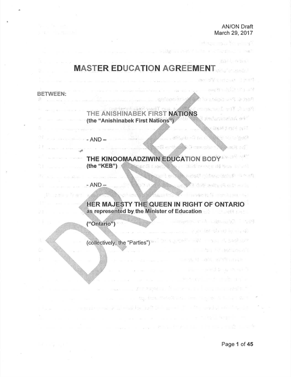 Master Education Agreement (2017)