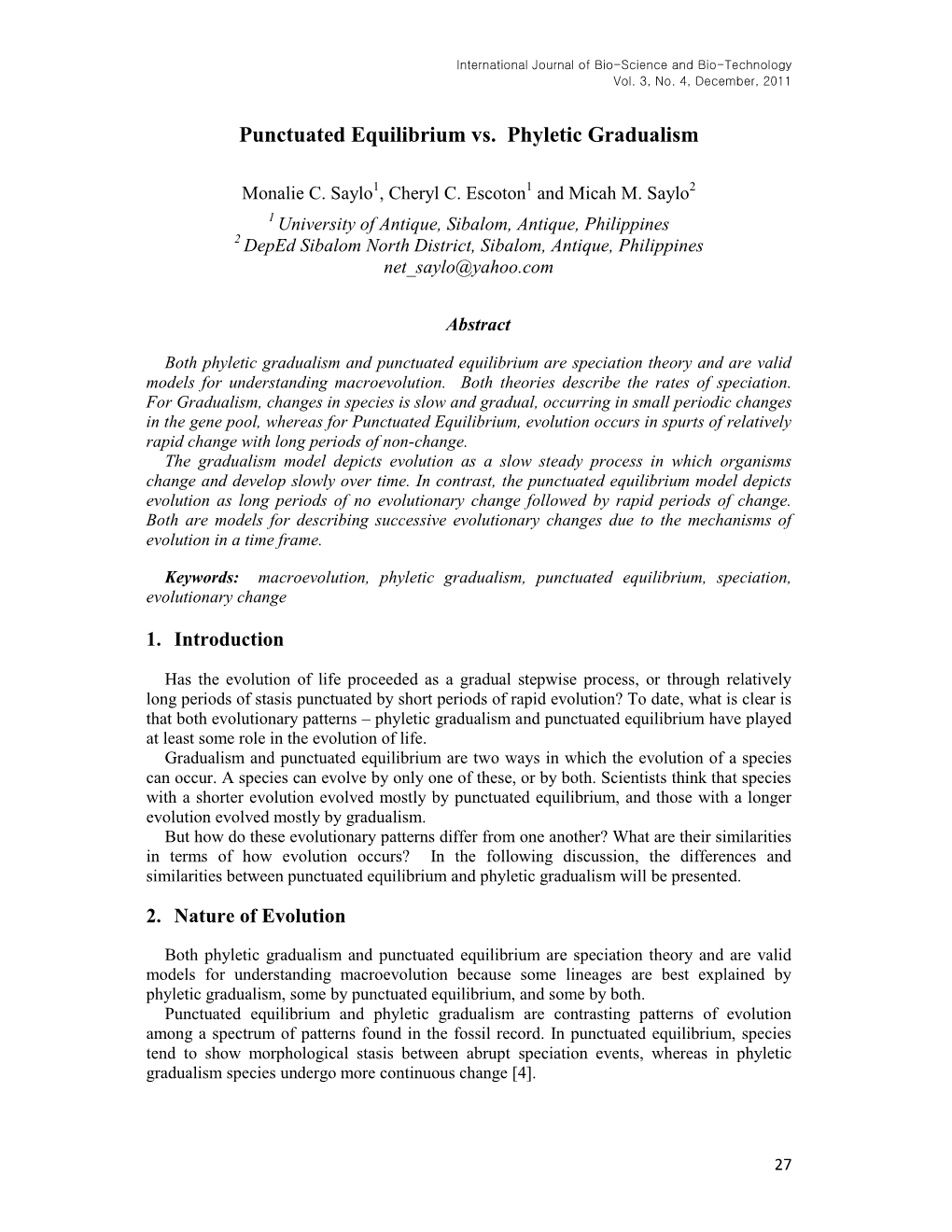 Punctuated Equilibrium Vs. Phyletic Gradualism