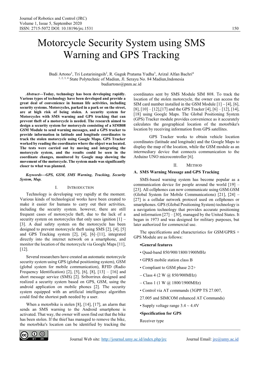 Motorcycle Security System Using SMS Warning and GPS Tracking