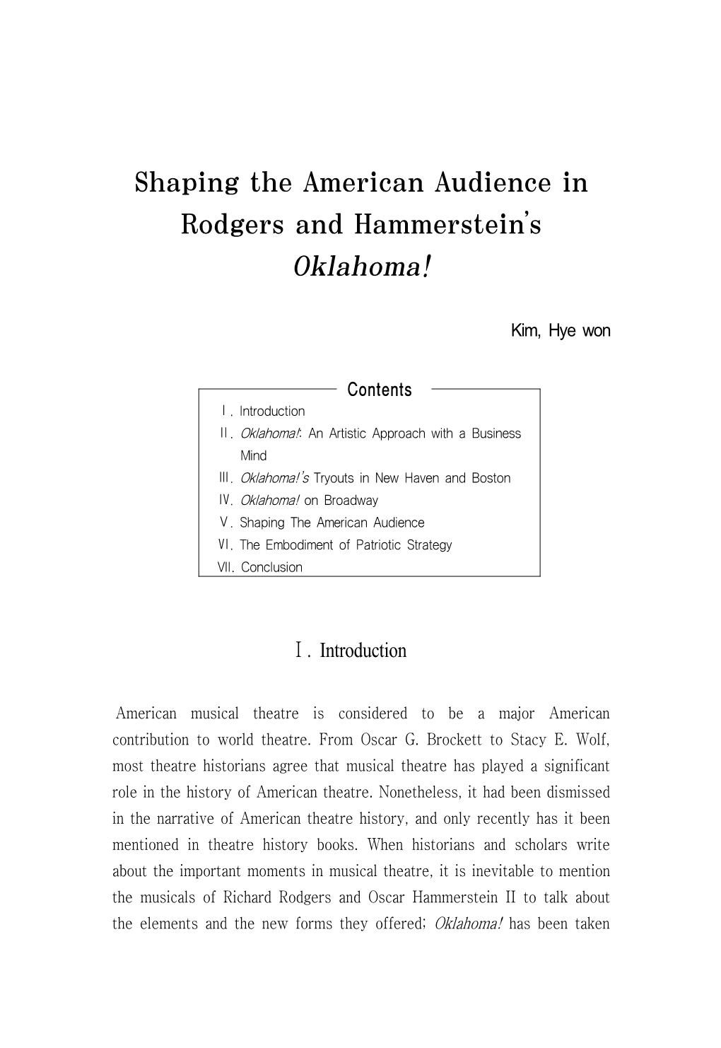 Shaping the American Audience in Rodgers and Hammerstein's