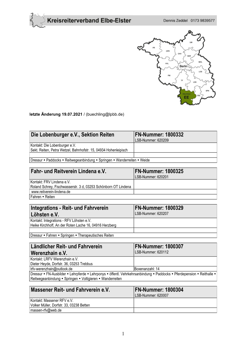 1800332 Fahr- Und Reitverein Lindena Ev FN-Nummer: 1800325 Integrations