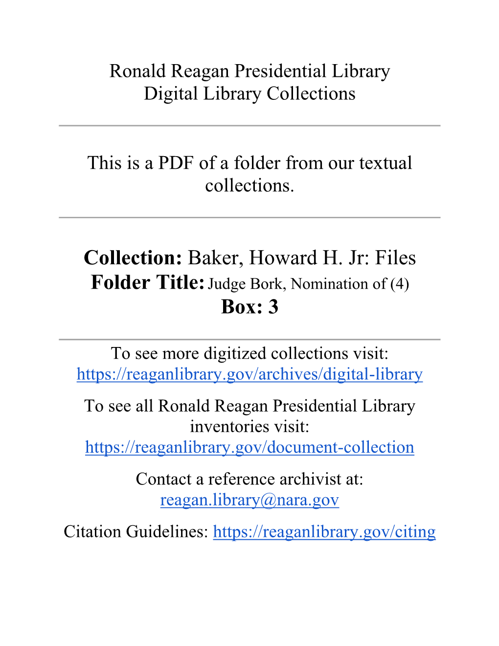 Howard Baker Files: Series I Subject File: Box 3: Folder 15 Judge