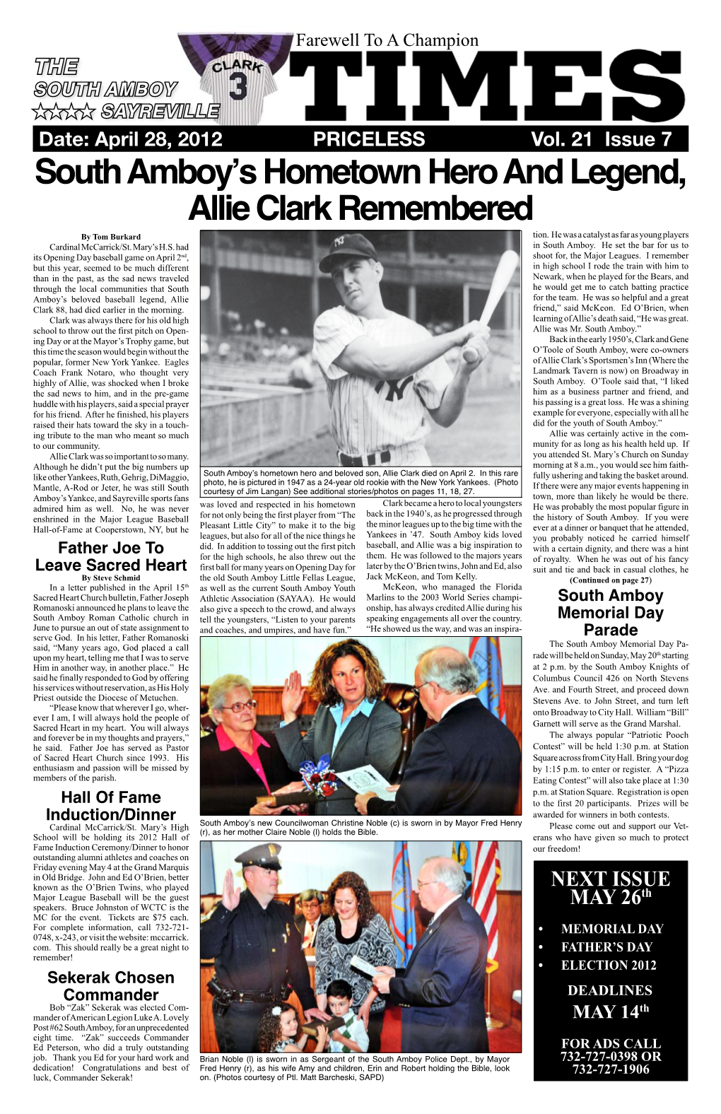 South Amboy's Hometown Hero and Legend, Allie Clark Remembered
