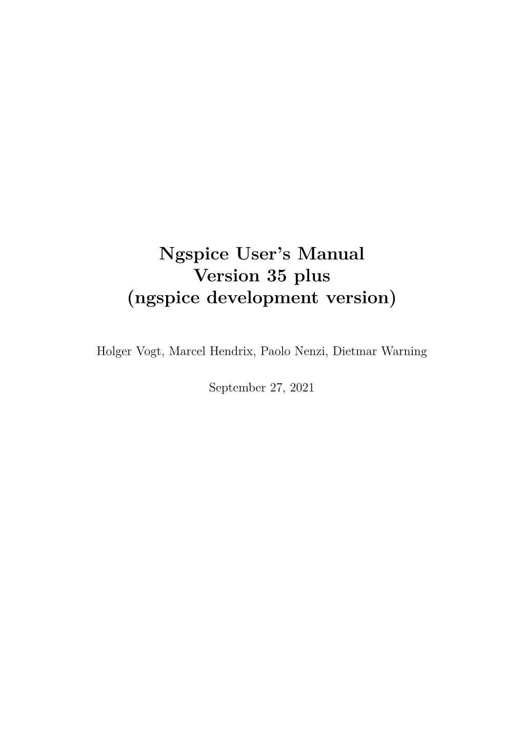 Ngspice User Manual