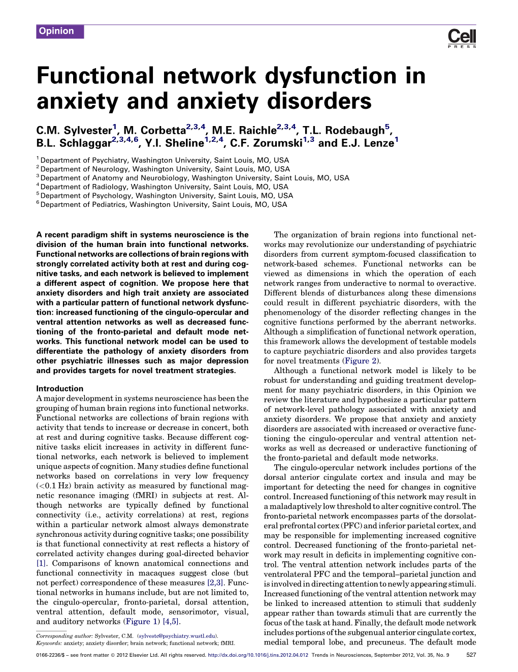 Functional Network Dysfunction in Anxiety and Anxiety Disorders