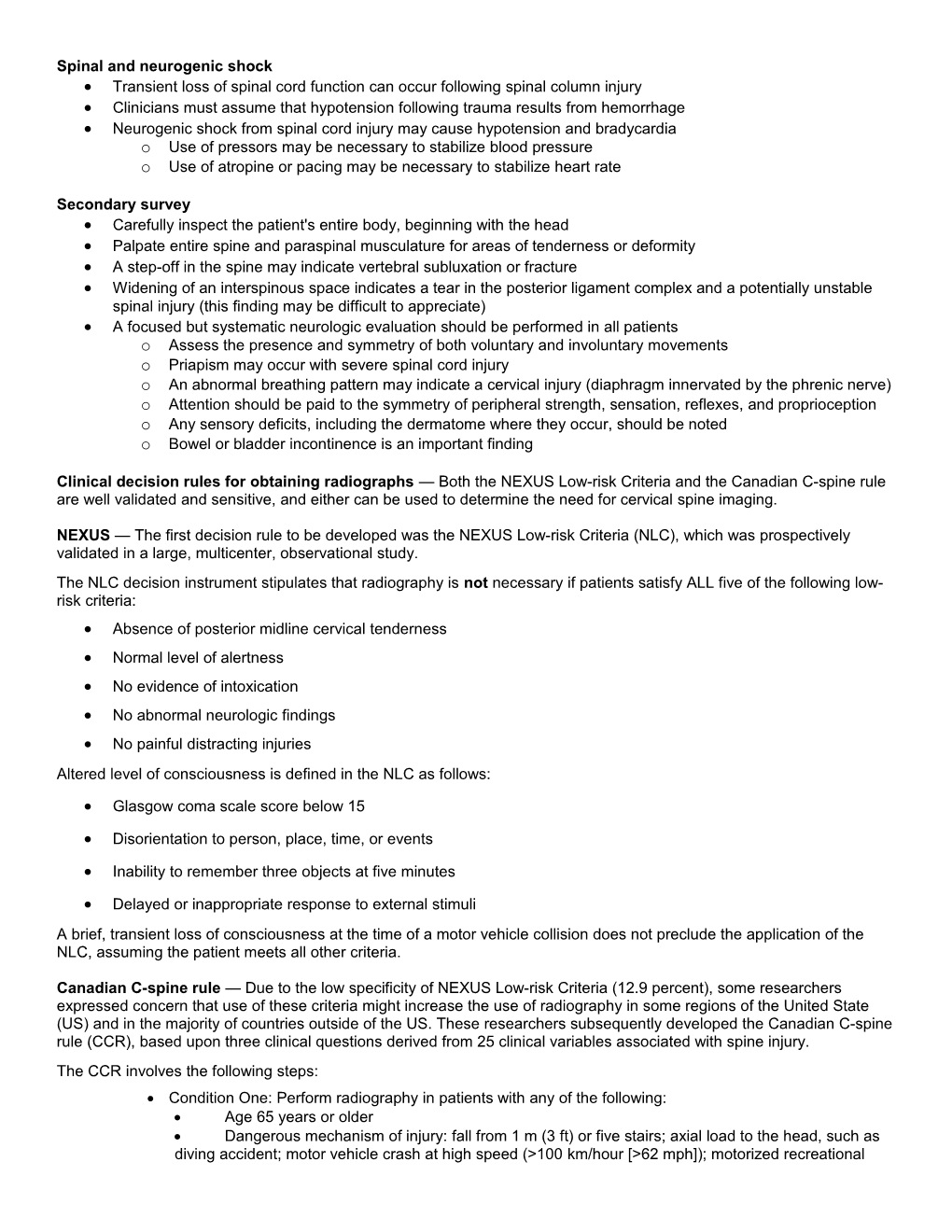 Spinal and Neurogenic Shock