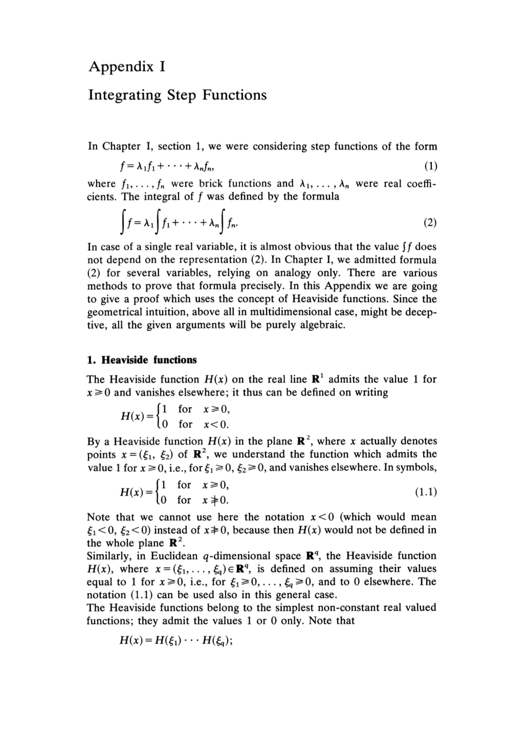 Appendix I Integrating Step Functions