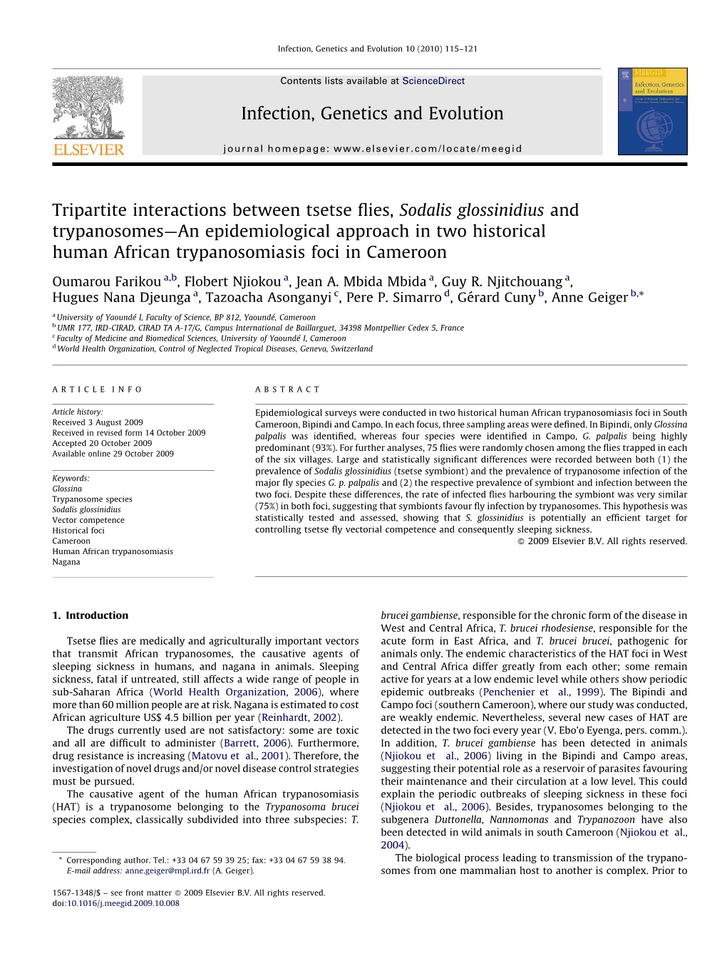 Tripartite Interactions Between Tsetse Flies, Sodalis Glossinidius And