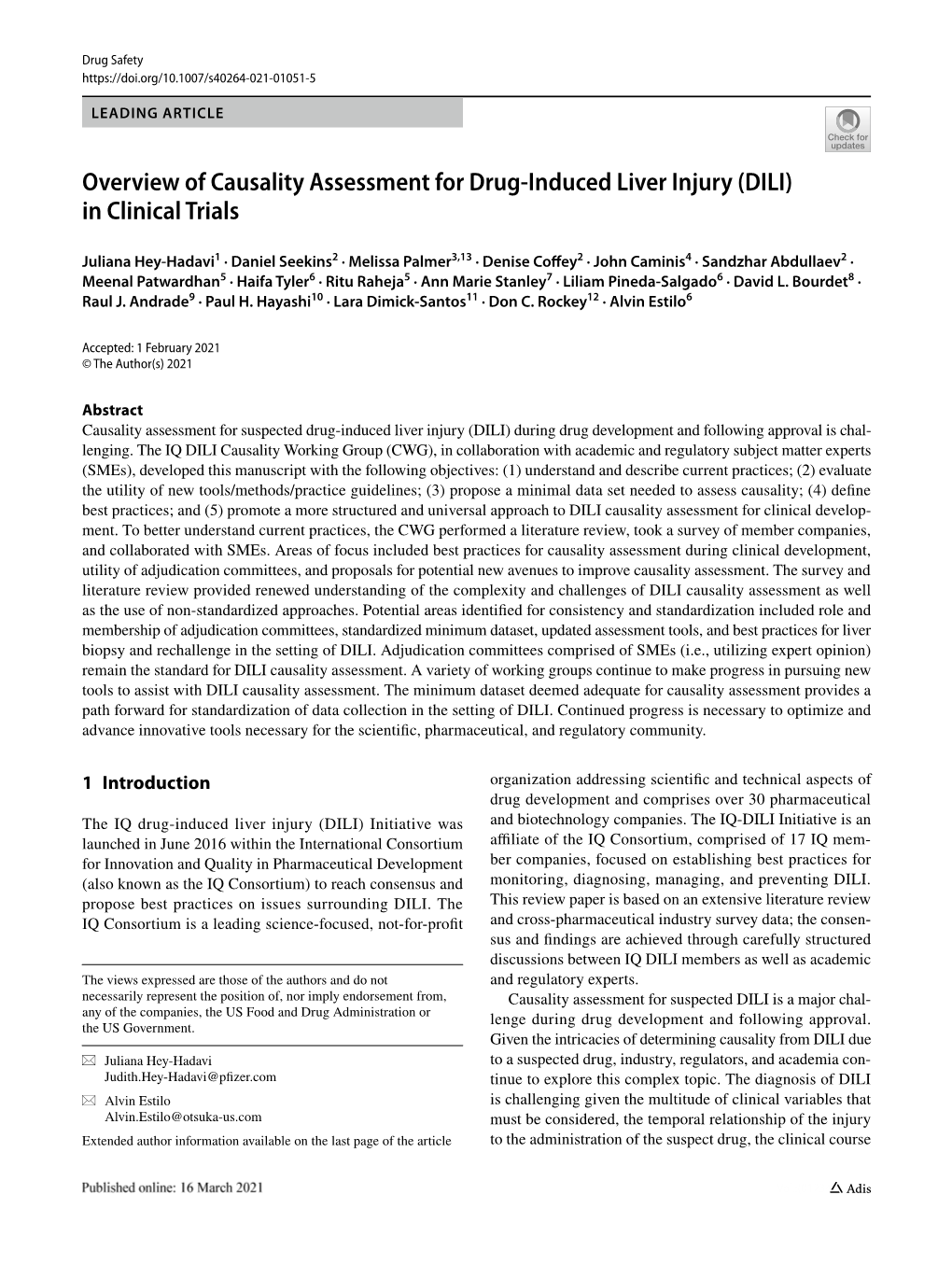 Overview of Causality Assessment for Drug-Induced Liver Injury (DILI) In