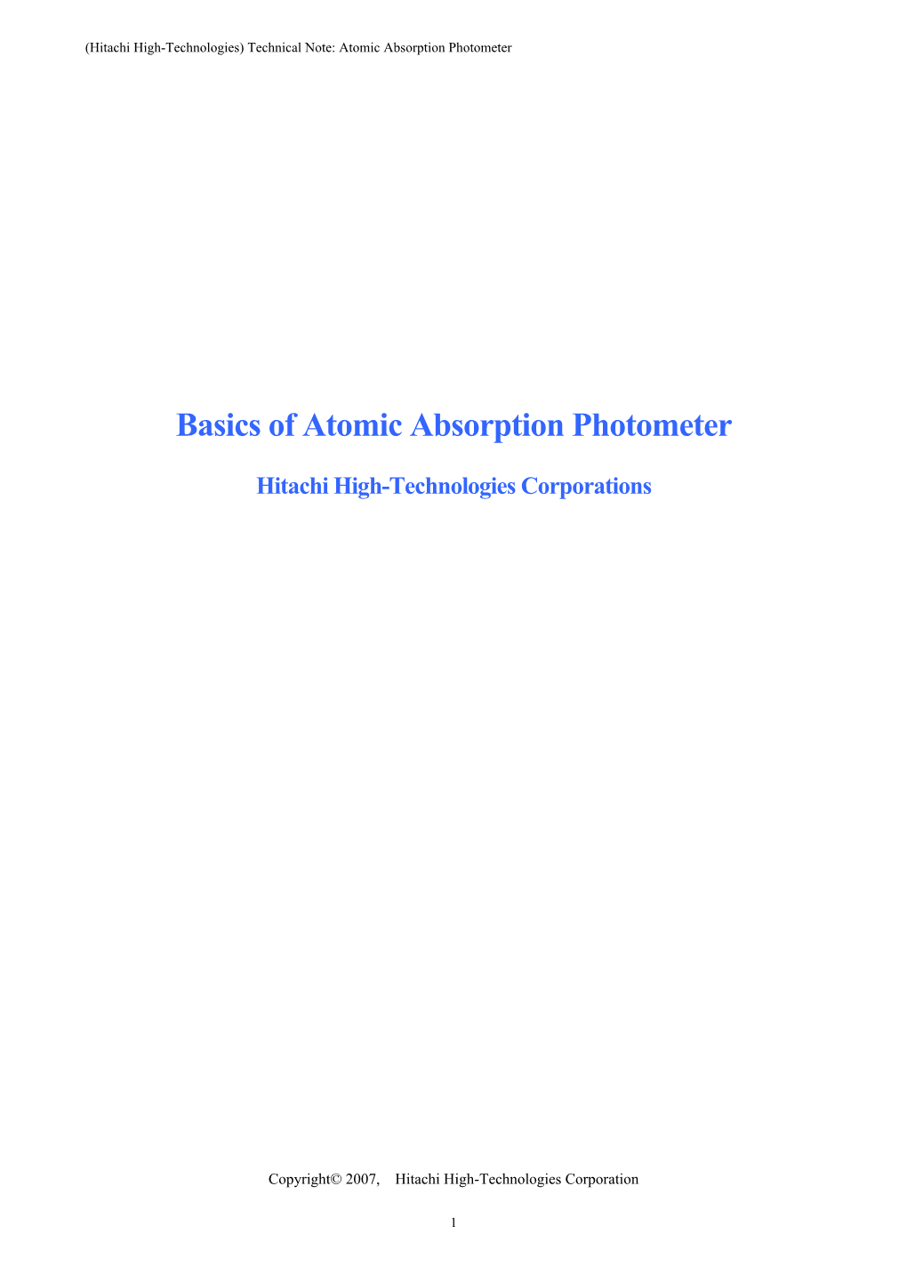 Basics of Atomic Absorption Photometer