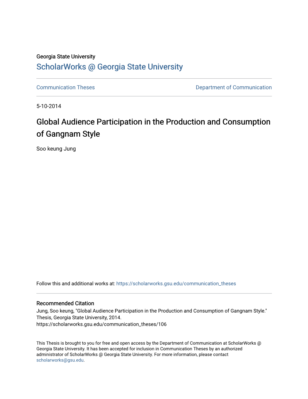 Global Audience Participation in the Production and Consumption of Gangnam Style