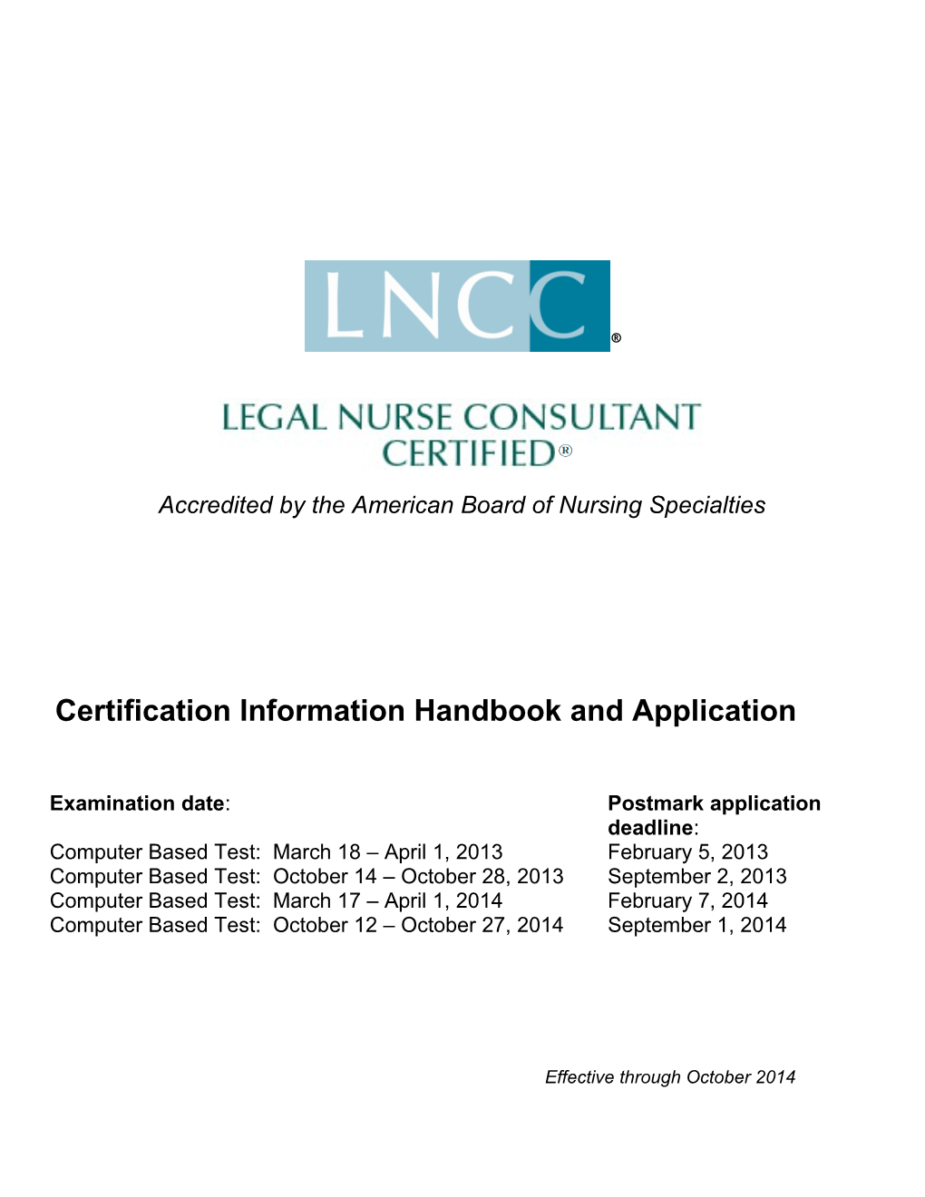 Certification Information Handbook and Application