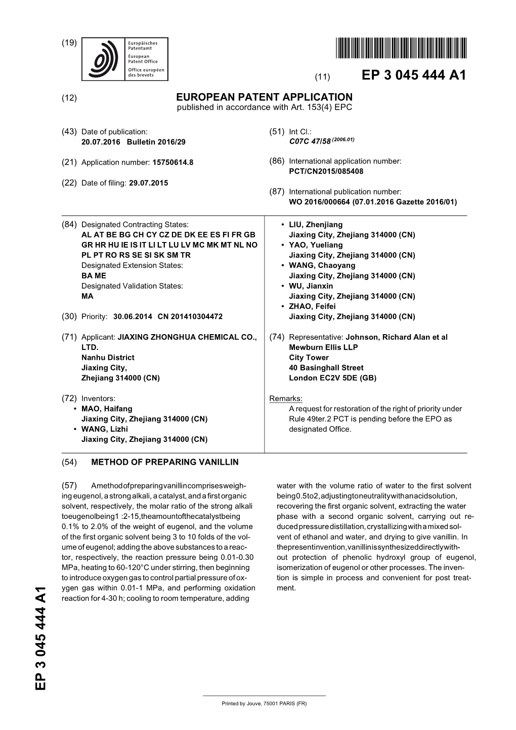 Method of Preparing Vanillin