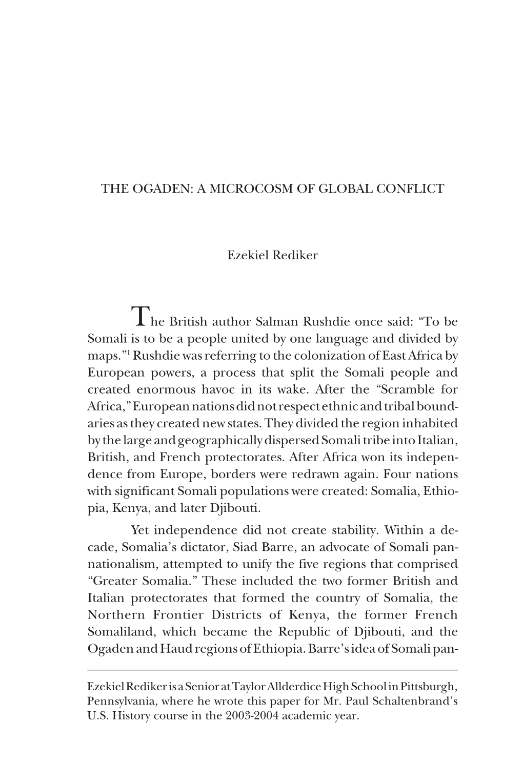 The Ogaden: a Microcosm of Global Conflict