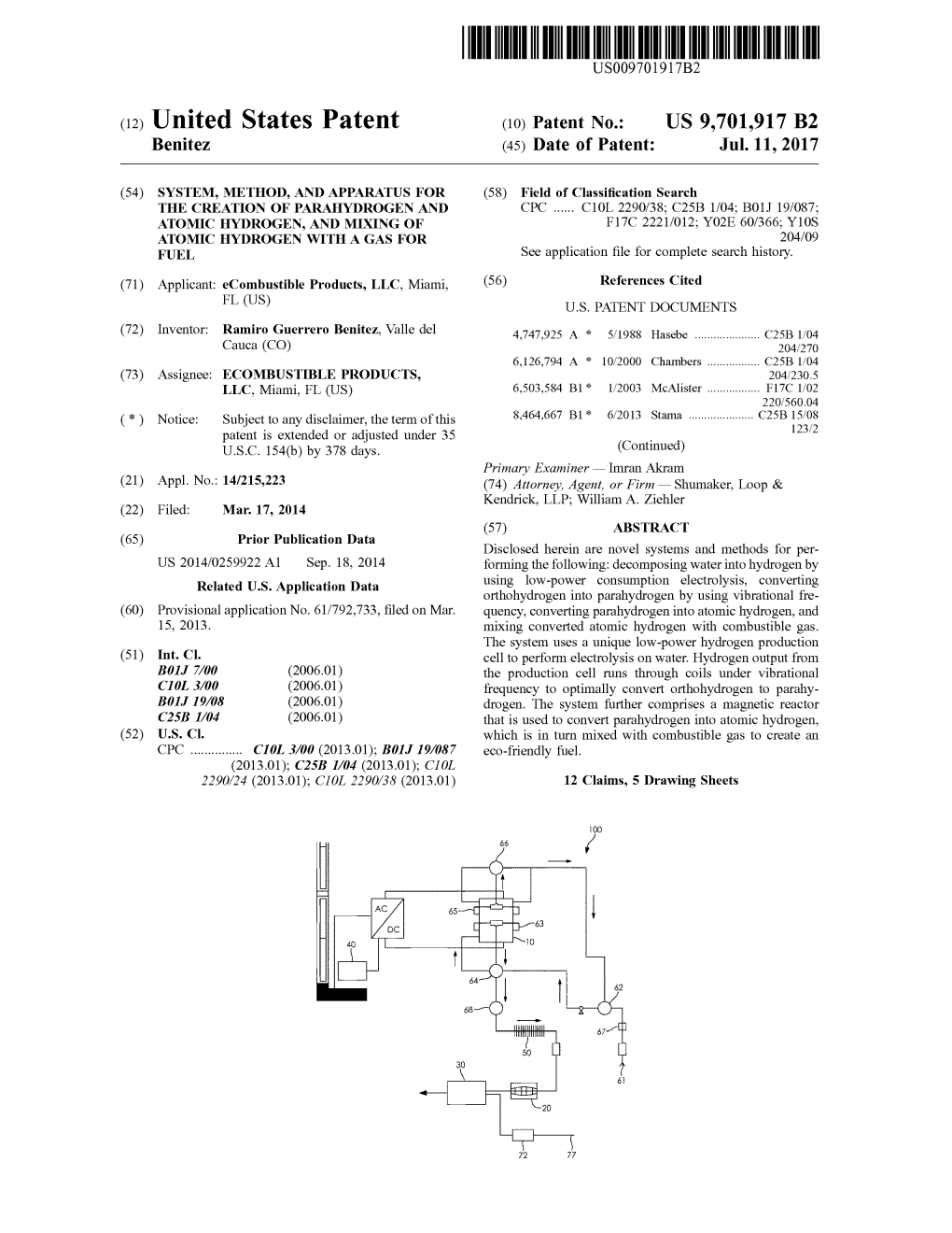 (12) United States Patent (10) Patent No.: US 9,701,917 B2 Benitez (45) Date of Patent: Jul