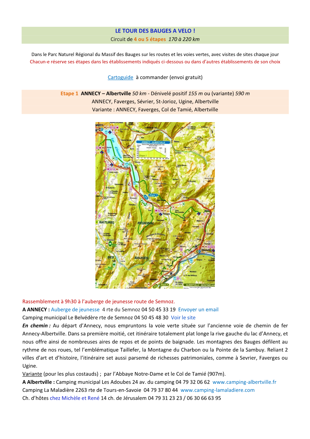 LE TOUR DES BAUGES a VELO ! Circuit De 4 Ou 5 Étapes 170 À 220 Km