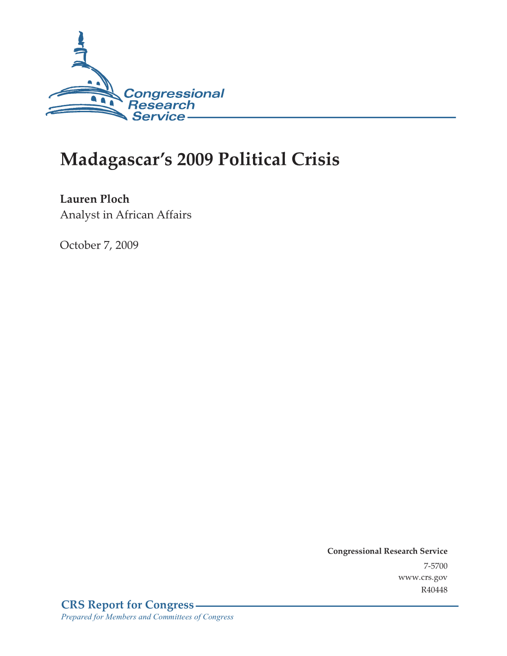 Madagascar's 2009 Political Crisis