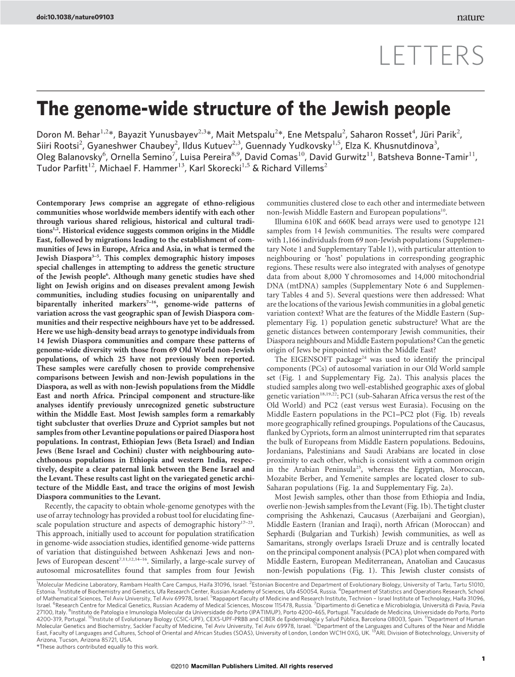 The Genome-Wide Structure of the Jewish People