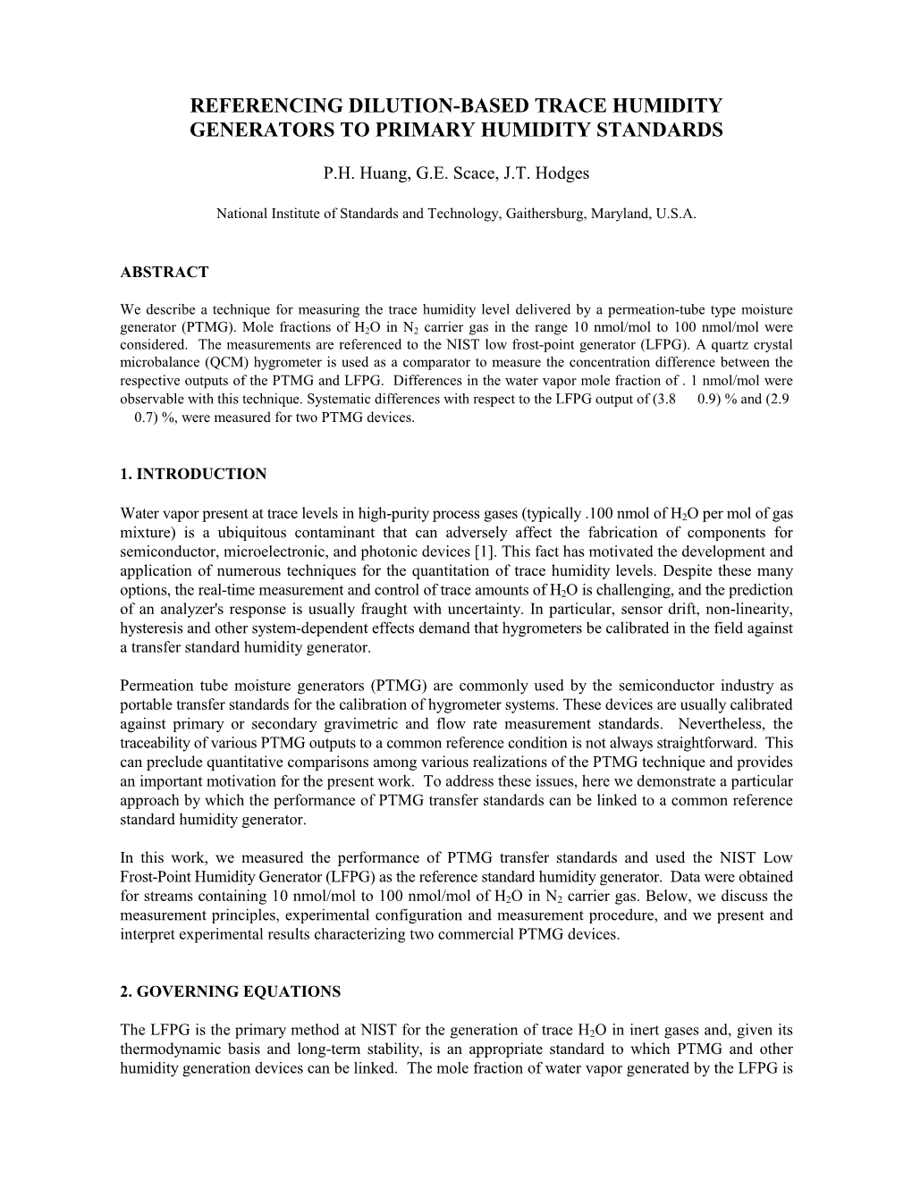 Referencing Dilution-Based Trace Humidity Generators to Primary Humidity Standards